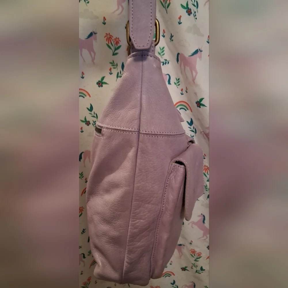 EUC American Leather ALC Jordan Purple Boho Causal Neutral Messenger Purse Bag